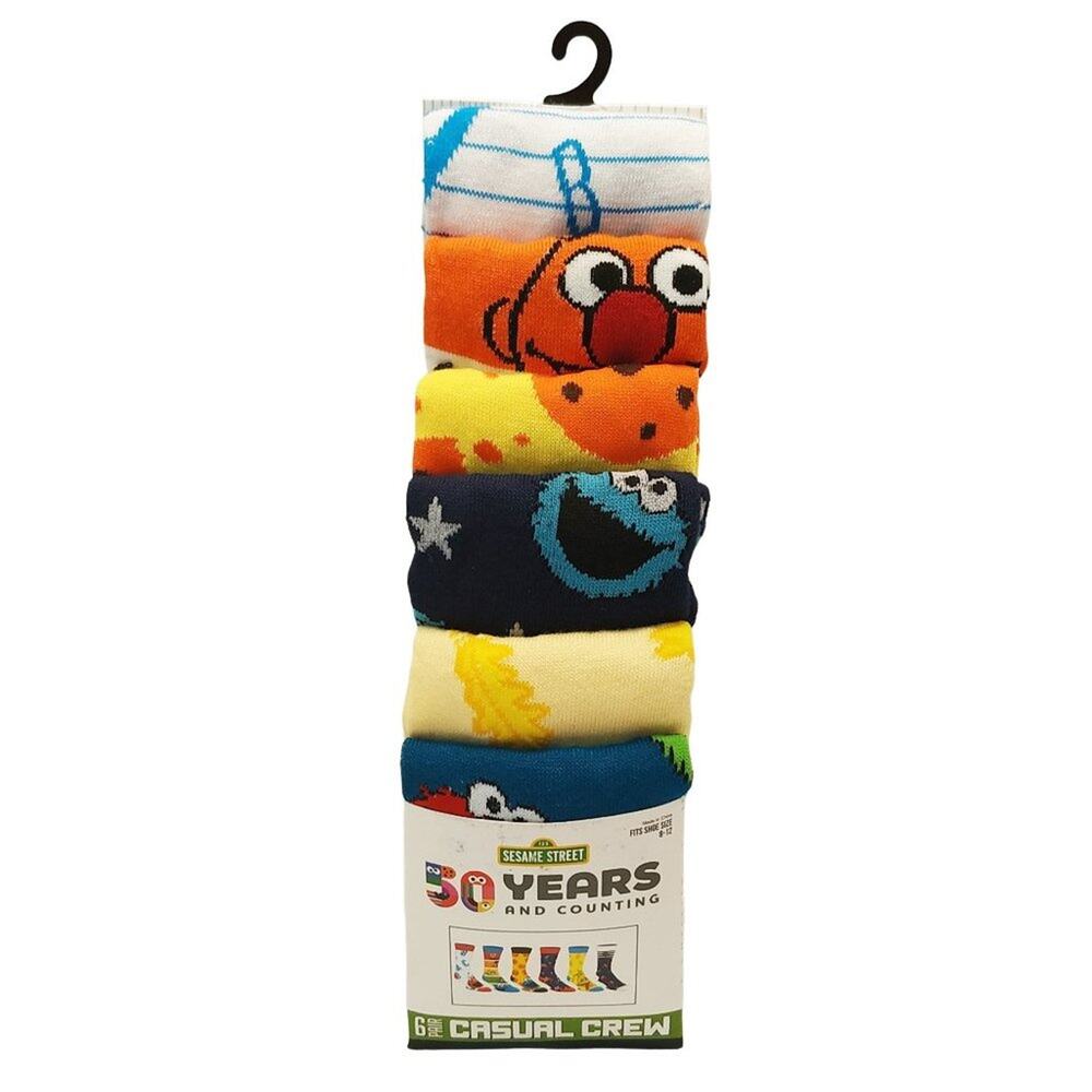Sesame Street Casual Crew Socks-6 Pairs